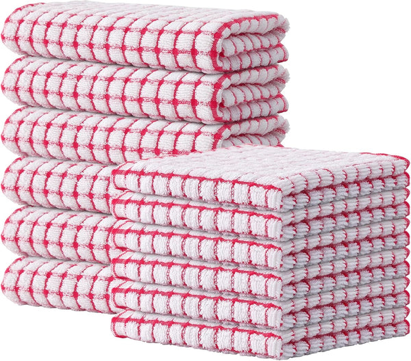 Kitinjoy Cotton 12 Pack Kitchen Towels and Dishcloths Sets, 16 x 25