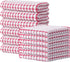 Kitinjoy Cotton 12 Pack Kitchen Towels and Dishcloths Sets, 16 x 25