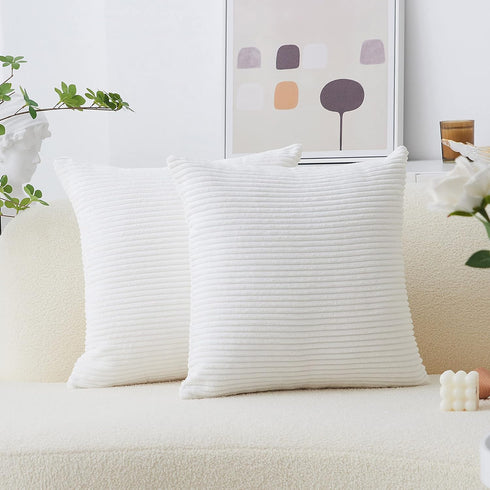 Home Brilliant White 16x16 Throw Pillow Covers Set of 2 Accent Decorative