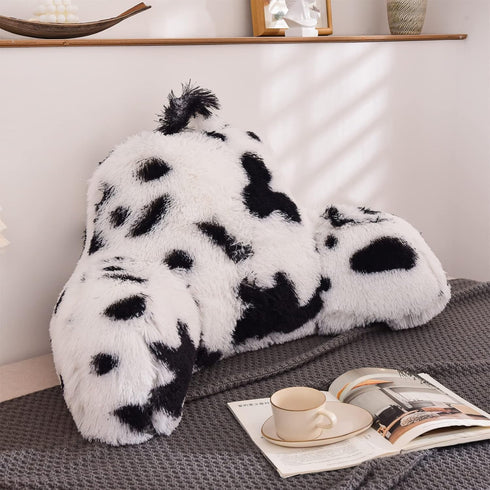 Aimuan Reading Pillow Bed Rest Pillow with Arms Plush Shaggy Fur Cushion for Adults Teens Incline Rest Sitting up