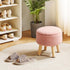 13 Inch WBD006P IBUYKE Foot Stool Ottoman with Storage, Round Small Foot Rest with Padded Seat and Wood Legs, Teddy