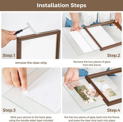 12x12 3x3 4x4 5x5 6x6 8x8 12''x12'' Axeman Floating Picture Frame - Solid Oak Wood Square Picture Frame, Double