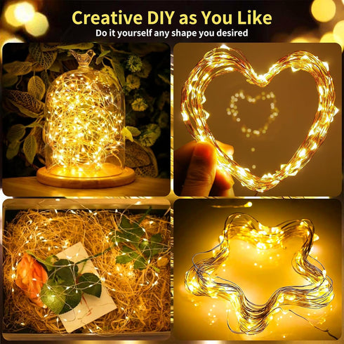 33ft 100 Rechargeable Fairy Lights Battery Operated, LEDs String Lights with Remote, Waterproof, Mini Twinkle Lights