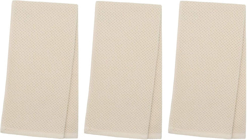 Mia's Dream Soft Absorbent Cotton Waffle Weave Kitchen Dish Cloth, 3 Pack 13x28 inch (Beige)
