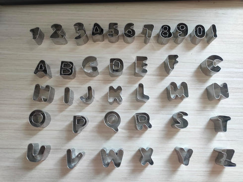 Mini Alphabet Number Cookie Cutters, 37 Pieces Stainless Steel Letter Mold Tools for Fondant, Cake, and Dough