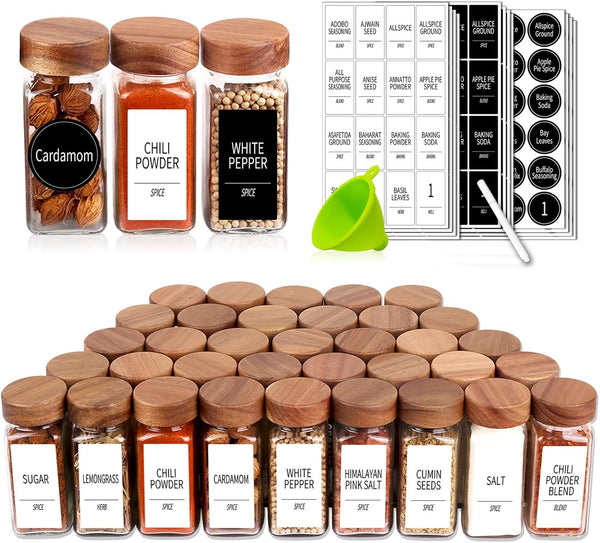Churboro 36 Glass Spice Jars with 547 Labels with Shaker Lids -