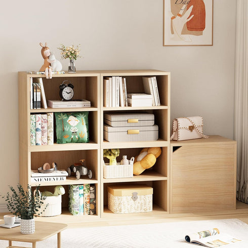 4 2 2 Garden you Cube Storage Organizer Shelf, Tiers Stackable Bookshelf, Wooden Display Bookcase with Cube Storage