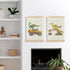 Set 2, 12x16 Inches BCUANGD Dinosaur and Construction Truck Wall Decor - Dinosaur Dino Poster Hanger with Wood Frames