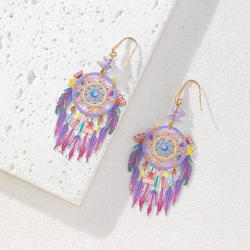 16pcs Multicolor Dreamcatcher Charms - Hollow Filigree Pendants for Earrings Jewelry Bookmark Accessories