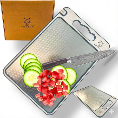 304 Stainless Steel Cutting Board for Kitchen | Dishwasher Safe Non-Toxic Metal Chopping Board | Scratch Resistant