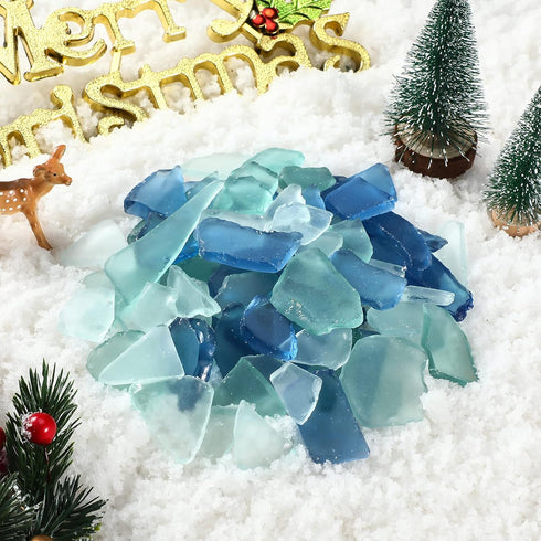 Jetec Sea Glass for Crafts, Flat Frosted Sea Glass Pieces for Beach Wedding Party Decor, Home Aquarium Supplies