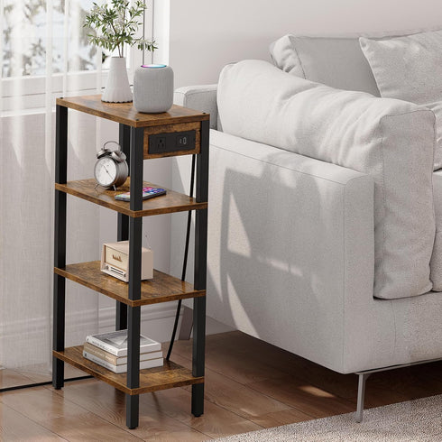TB01BB080 TUTOTAK Narrow Side Table with Charging Station,Small End Table with USB Ports and Outlets, Skinny Sofa