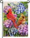 Welcome Summer Cardinal Red Birds Garden Flag, Hydrangea Flowers Outside Decor, 12 x 18 Double Sided Burlap Decoration