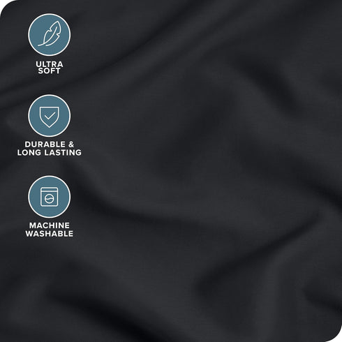 Bare Home Premium 1800 Microfiber Pillowcase Set - Ultra-Soft, Double Brushed, Hypoallergenic - Set of 2, Black