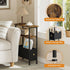 1 3-Tier Narrow Small Side Table, End Table with Fabric Drawer and Storage Shelf, Skinny Nightstand, Slim Bedside Table