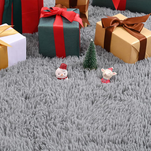 Jelymark Super Soft Shaggy Rug for Bedroom, 4x5.9 Feet Fluffy Carpet for Living Room, Grey Indoor Rug