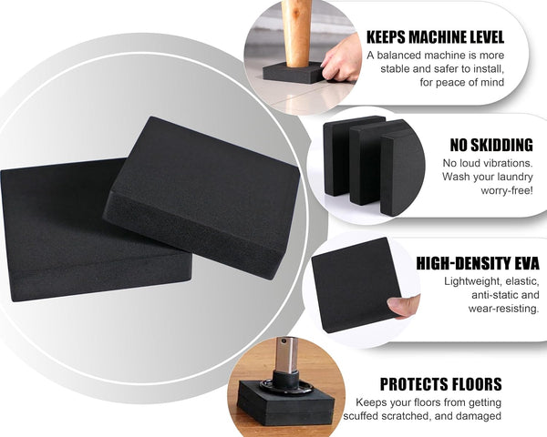 MyLifeUNIT EVA Anti-Vibration Washer Mat Protector, Shock Absorbing Pads for Washing Machine Dryer Treadmill (8 Pack)
