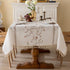 55''x 70'' Joyfol Day Linen Waterproof Tablecloth with Tassels, Rustic Farmhouse Flowers Embroidery Table Cloths