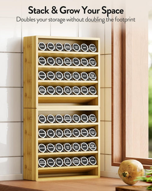 4 Countertop, 13.18 4.13 12.2 inches(Spice Orimade Tier Spice Rack Organizer for Cabinet, Freestanding Bamboo Seasoning
