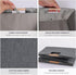 Fabric Storage Bin Box, Foldable Cotton Linen Basket with Wooden Handles, Gray, Medium for Laundry, Clothes, Blankets