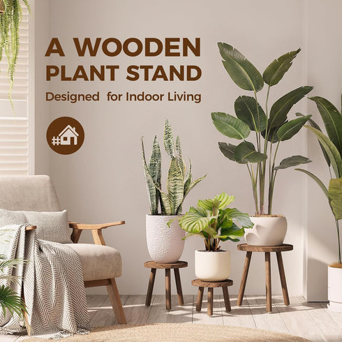 3 Pack Bamworld Plant Stands Indoor Single Plant Stand for Multiple Plants Corner Plant Stool Wooden Plant Stands