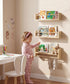 Set 3, Nursery Book Shelves for Wall of Natural Wood Bookshelves Wall Decor, Small Floating Shelf Organizer for Kids