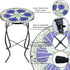 12 Inch Arbuxzuy Small Outdoor Side Table with Blue Morning Glory, Glass Mosaic Patio Table Indoor, Round Plant Coffee