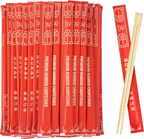 Soeos Disposable Chopsticks, Approx. 100 Sets, Individually Wrapped Wooden Chopsticks for Sushi & Asian Dishes