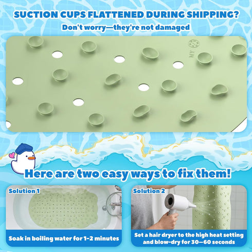 17PCS UNEEDE Kids Bathtub Mat with Non Slip Bathtub Stickers, Non Slip Shower Mat for Toddlers, Washable Anti Slip Tub