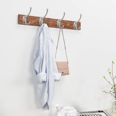 IBosins 12 Pack Silver Coat Hooks, Wall Mounted with 24 Screws, Retro Double Hooks for Coat, Scarf, Bag