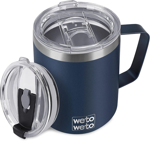 WETOWETO 14 oz Coffee Mug, Vacuum Insulated Camping Mug with Lid, Double