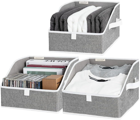 StorageWorks Closet Storage Bins, Trapezoid Fabric Bins and Organizing Baskets, Small, 3-Pack, Gray