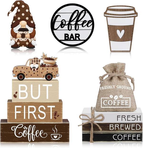 Vercraft 11 Pcs Coffee Bars Table Decorations Coffee Tiered Tray Decor Farmhouse Table