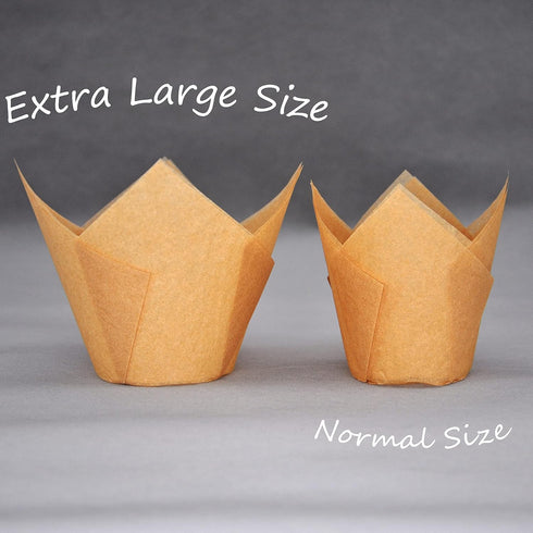 Extra Large Jumbo Muffin Greaseproof Paper Baking Cups - 2-1/4" x 3-3/4", Case of 125 pcs