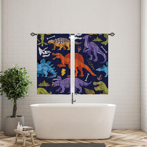 ANHOPE Dinosaur Curtains Ancient Jungle Forest Wildlife Animal Theme Window Drapes Cartoon Dino Print Pattern for Kids