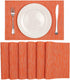 SHACOS Placemats Set of 6, Woven Vinyl Place Mats for Dining Table, Indoor Outdoor Wipe Clean (6, Orange)