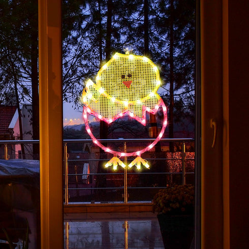 17" LAMPHOME Lighted Hatching Baby Chick in Egg Easter Window Silhouette