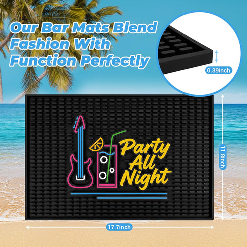 ZJWZLG 18 12 Inch Countertop Neon Tiki Black Bar Mat x - Thick Rubber Bar Mats for and Bartending - Professional Bar