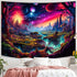 Simpkeely Fantasy Planet Tapestry, Blacklight Forest Natural Landscape Wall Hanging, UV Reactive Sunset Trees for