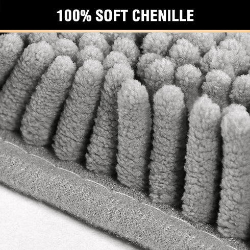 H.VERSAILTEX Chenille Bath Mat, Thick Soft Absorbent Microfiber Rug for Bathroom, 24x17, Grey