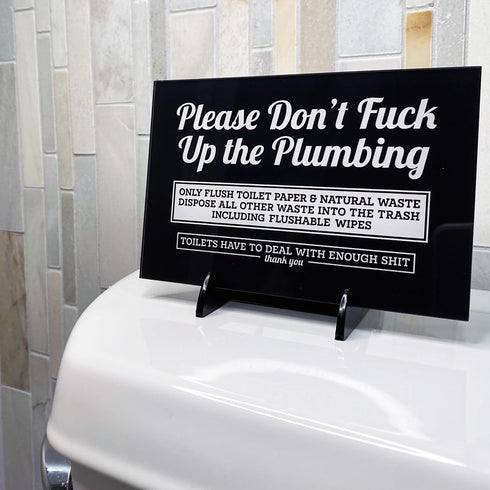 Funny Do Not Flush Bathroom Sign, 6x4 Acrylic Please Don't F Up the Plumbing Sign, Made in USA