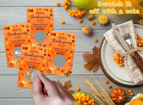 36PCS Thanksgiving Scratch Off Game Cards - Maple Pumpkin Turkey Scratch Off Cards Fall Festival Raffle Card