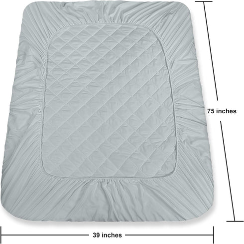 Utopia Bedding Quilted Fitted Mattress Pad (Twin), Mattress Protector Elastic Fitted Cover, Machine Washable Topper