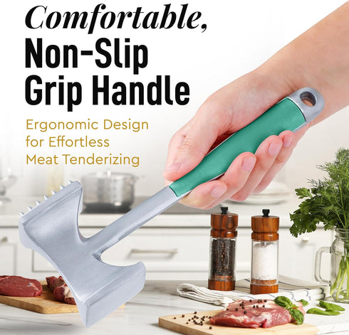 Zulay Professional Meat Tenderizer Tool - Heavy Duty 10” Mint Dual Sided Mallet with Comfort Grip Handle