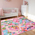 3x4ft Pink Kids Rug for Playroom, Castle Design Bedroom Carpet, Ultra Soft Short Pile Toddler Play Mat, Machine