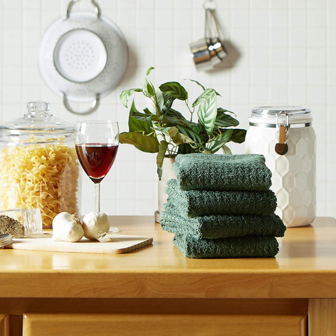 DII Basic Terry Collection Waffle Dishtowel Set, Solid Dark Green, 15x26, 4 Piece
