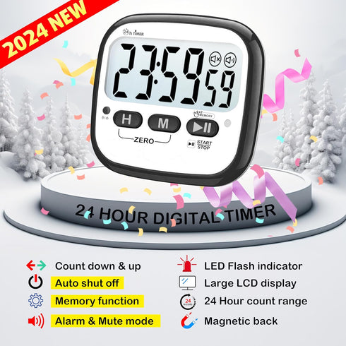 Digital Timer, Kitchen Timer for Cooking, Countdown Timer for Kids, Classroom Timer for Teacher, Egg Timer, Stop Watch Magnetic Timer for Exercise, Study - Battery Included - Pack of 2