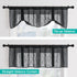 Home Queen Linen Look Tie Up Valance Curtain, Semi Sheer Balloon Valence for Living Room and Bedroom, Black