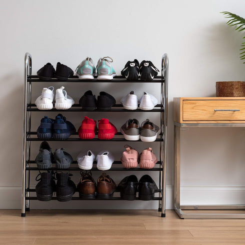 5-Tier 15 Closet IRIS USA Shoe Rack, Up to Pairs, Shoe Organizer for Entryway Small Space, Shoe Storage Shelf, Tall