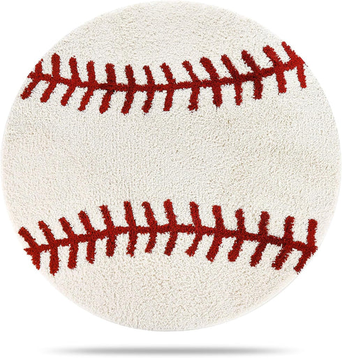 STEF Baseball Rug Round 36 Inch Soft Microfiber Sports Carpet with Non-Slip TPR